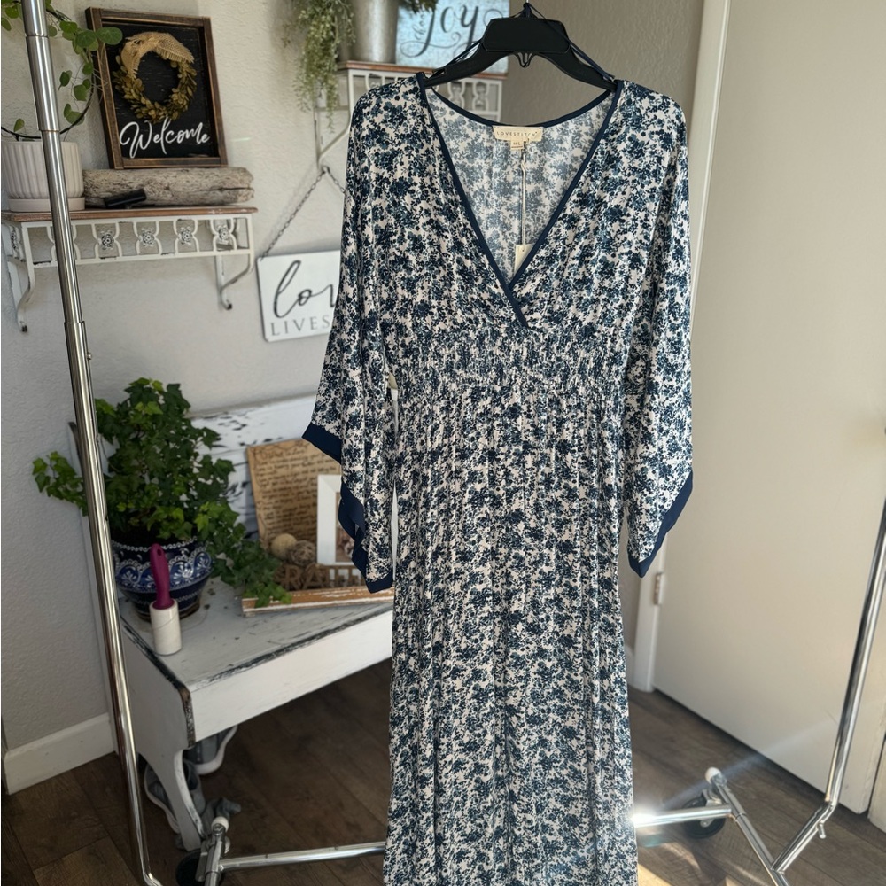 LOVESTITCH Daisea teal/blue Kimoni sleeve Maxi NWT